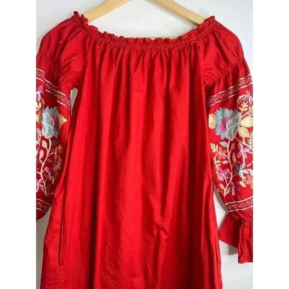 Free People Fleur Du Jour Mini tunic Dress Red Size Small Off-Shoulder NWT XS - Picture 11 of 11